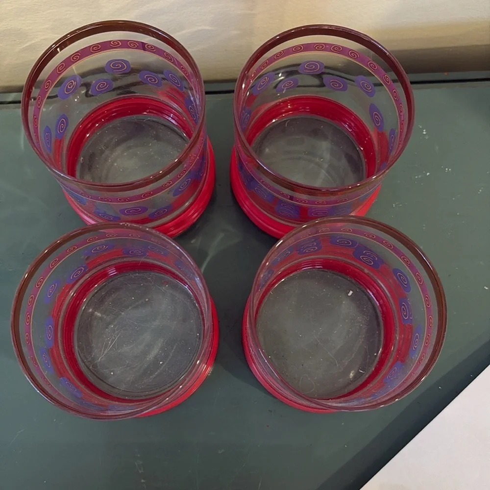 Vintage MCM 1950s Sakura Sue Zipkin Cocktail Glasses -Set of 4.
